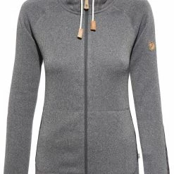 Fjällräven Övik Sweat à capuche en polaire Femme, gris