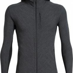 Icebreaker Descender T-shirt manches longues Ă capuche avec demi-zip Homme, noir