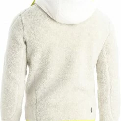 Icebreaker RealFleece Sherpa Sweat à Capuche à manches longues avec fermeture éclair Homme, gris/blanc -Vestes en polaire Soldes icebreaker realfleece sherpa ls zip hood men ecru heather snow shine 3
