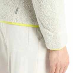 Icebreaker RealFleece Sherpa Sweat à Capuche à manches longues avec fermeture éclair Homme, gris/blanc -Vestes en polaire Soldes icebreaker realfleece sherpa ls zip hood men ecru heather snow shine 5