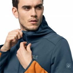 Jack Wolfskin Hydro II Veste à capuche Homme, orange/gris -Vestes en polaire Soldes jack wolfskin hydro ii hooded jacket men amber orange 5