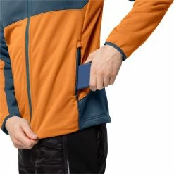 Jack Wolfskin Hydro II Veste à capuche Homme, orange/gris -Vestes en polaire Soldes jack wolfskin hydro ii hooded jacket men amber orange 6
