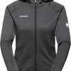 Mammut Nair Veste Couche intermédiaire à capuche Femme, noir -Vestes en polaire Soldes mammut nair ml hooded jacket women black melange 1