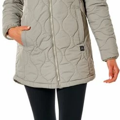 Rip Curl Anti Series Anoeta Veste longue Femme, gris -Vestes en polaire Soldes rip curl anti series anoeta longline jacket women vetiver 4
