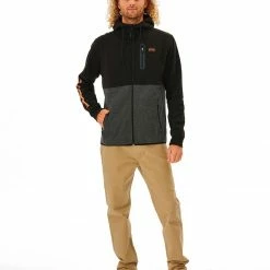 Rip Curl Anti Series Departed Veste zippée Homme, noir/gris -Vestes en polaire Soldes rip curl anti series departed zip thru jacket men black grey 4 1