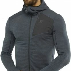 Salomon Outline Veste à capuche zippée Homme, bleu -Vestes en polaire Soldes salomon outline full zip hoodie men black 2