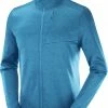 Salomon Transition Veste polaire à fermeture éclair complète Homme, turquoise -Vestes en polaire Soldes salomon transition full zip mid fleecejacket men barrier reef heather 1 1