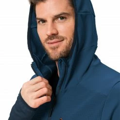 VAUDE Monviso Veste polaire grillagée à capuche Homme, bleu -Vestes en polaire Soldes vaude monviso hooded grid fleece jacket men baltic sea 6