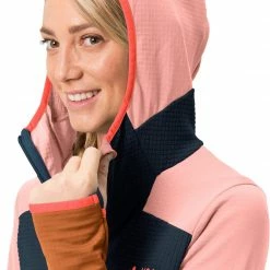 VAUDE Monviso Veste polaire grillagée à capuche Femme, rose/bleu -Vestes en polaire Soldes vaude monviso hooded grid fleece jacket women dark sea 6 1